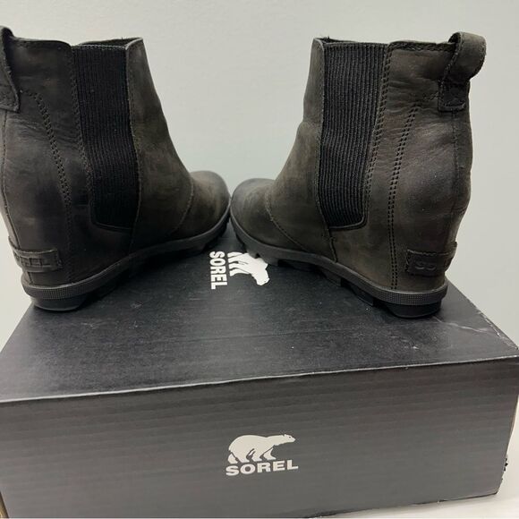 Sorel‎ Joan of Arctic II black leather wedges booties boots women's 7 NL3022-010 - Picture 5 of 7